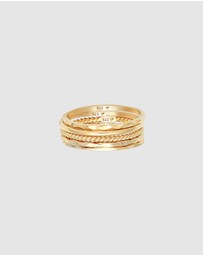 Elli Jewelry - Ring Stacking Band Set of 5 in 925 Sterling Silver Gold Plated