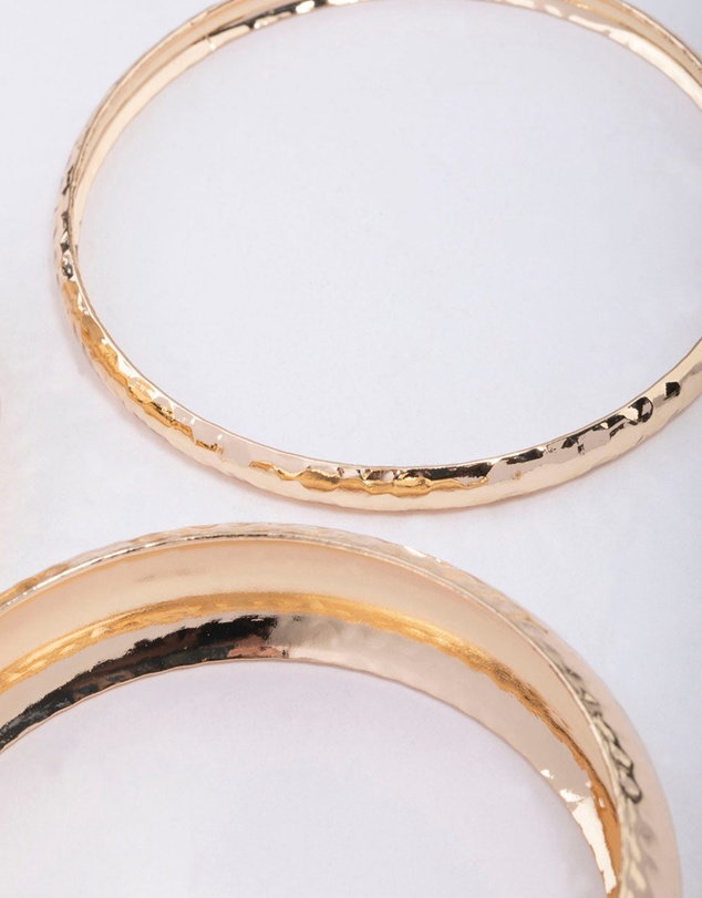 Lovisa - Gold Mixed Molten Gold Bangle 3-Pack