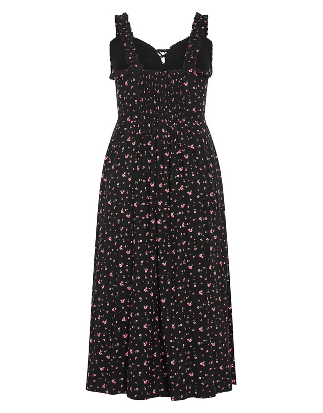City Chic - Plus size Gracy Ditsy Print Midi Dress - black