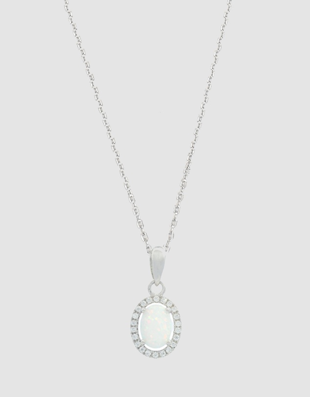 Georgini - Georgini Opal Glow Blackwattle White Created Opal Silver Pendant