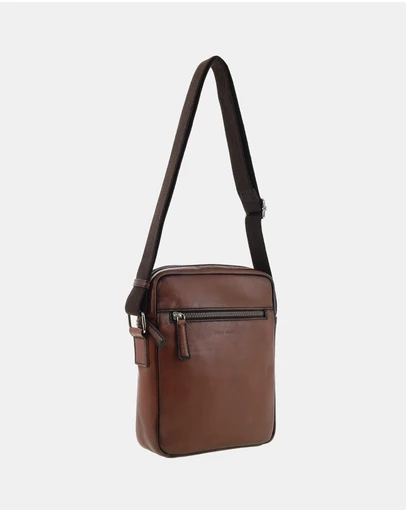 Pierre Cardin - Pierre Cardin Genuine Leather Shoulder Cross-body Bag with Front Zip Pocket