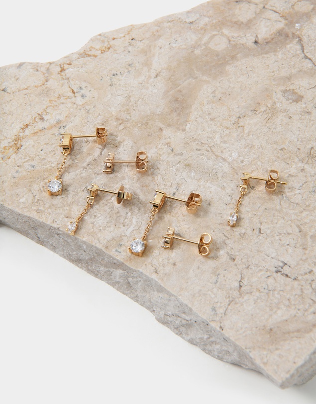 Forcast - Rose 16k Gold Plated 3pc Earring Set