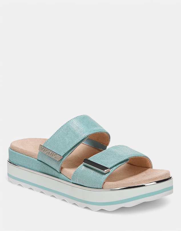 Vionic - Brandie Flatform Slide - Aqua Metallic