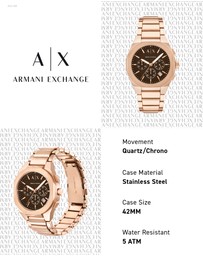Armani Exchange - Rose Gold Analogue-Chronograph Watch