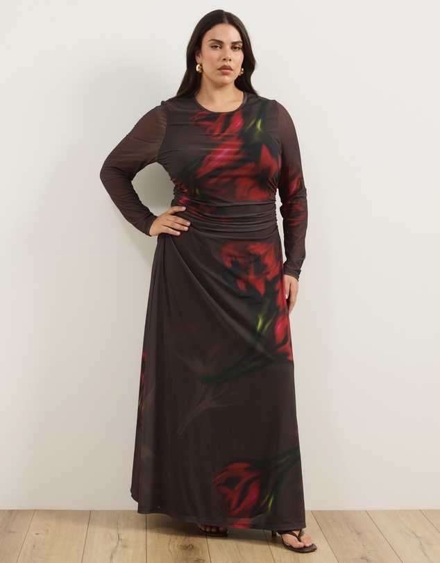 Atmos&Here Curvy - Sari Mesh Maxi Dress