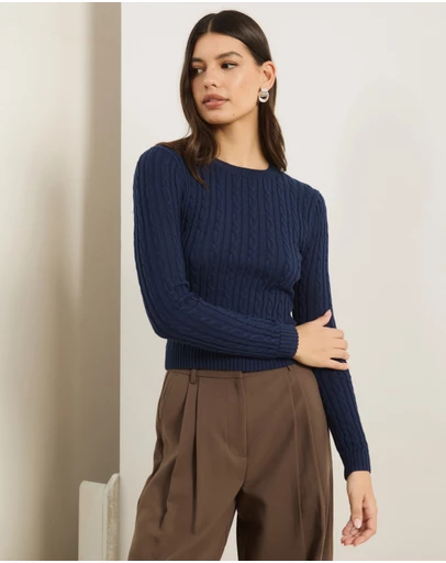 Atmos&Here - Tessa Crewneck Cable Knit Sweater