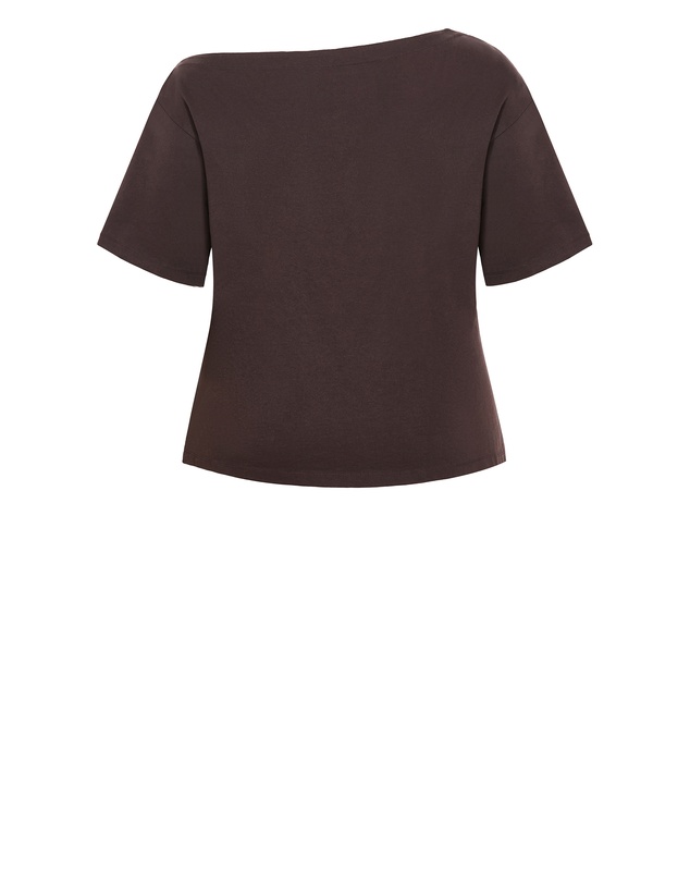 City Chic - Plus size Asymmetrical Cotton Tee - espresso