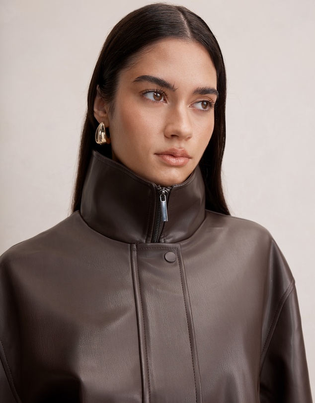 Forever New - Lynsey Funnel Neck Faux Leather Jacket