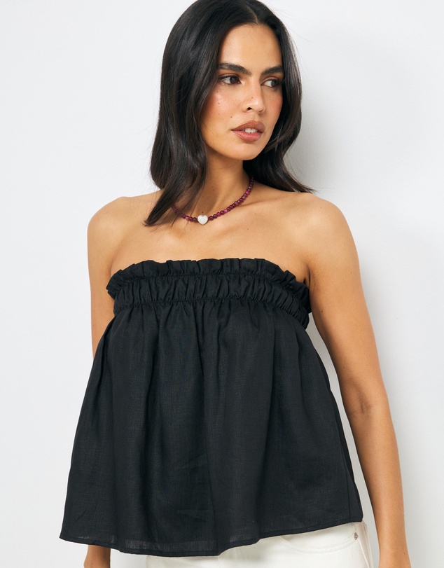 AERE - Alana Linen Strapless Top