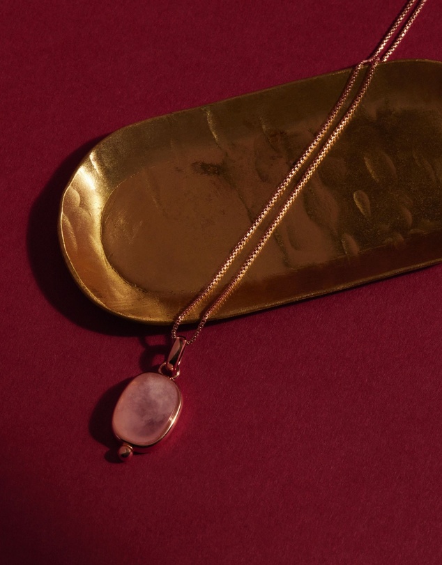 Najo - Fleur Rose Gold Rose Quartz Necklace (45cm+ext)