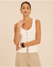 AERE - Ava Button Front Tank Top