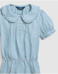Polo Ralph Lauren - Indigo Cotton Chambray Peplum Top - ICONIC EXCLUSIVE - Teens