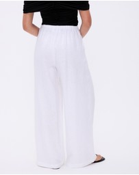 Minima Esenciales - Saffi Mid Rise Wide Leg Linen Pants