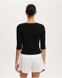 Cotton On - Boat Neck 3/4 Sleeve Top