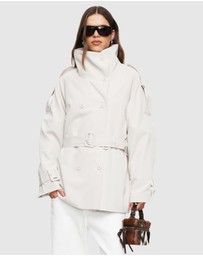 Lioness - Blanc Cropped Trench Coat - ICONIC EXCLUSIVE