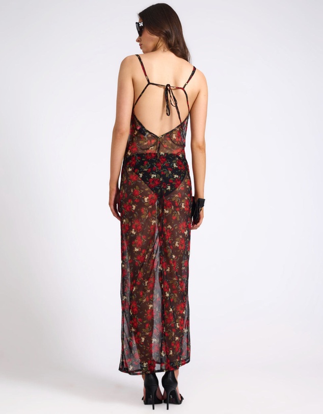 ONE TEASPOON - Flower Jagger Slip Maxi Dress - Red