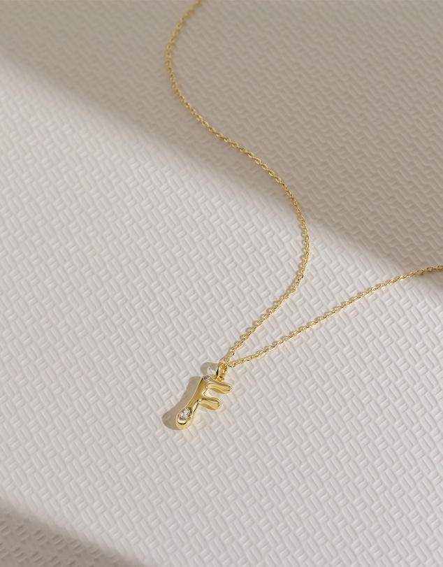 Wanderlust + Co - Alphabet Bubble Pendant Necklace - Letter F