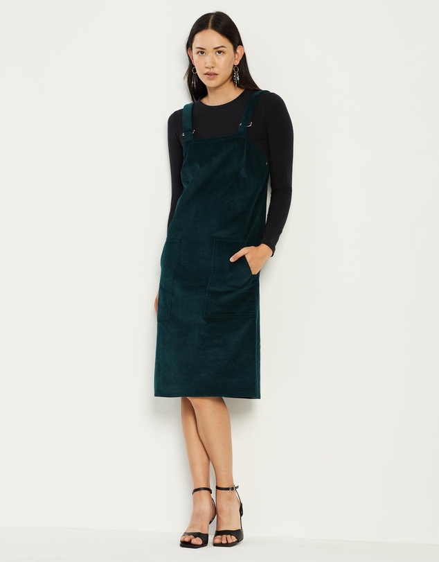 The Social Outfit - Long Pinafore - Green Corduroy
