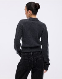 Minima Esenciales - Alma Wool Cashmere Blend Knit Bomber Cardigan