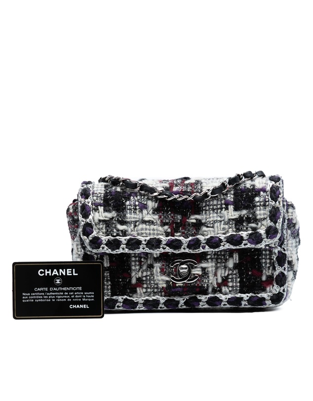 Chanel - Pre-Loved Mini Rectangular Quilted Tweed Single Flap