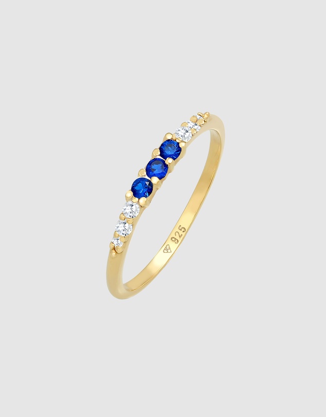 Elli Jewelry - Sapphire Band Ring in Gold-Plated 925 Silver