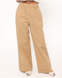 Petal & Pup - Mia Wide Leg Cropped Pant - Taupe
