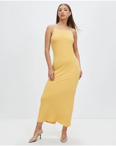 Third Form - Mode Straight Neck Maxi Dress