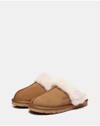 EVERAU - Australian Shepherd Ugg Muffin Slipper Cow Suede Upper House Shoes