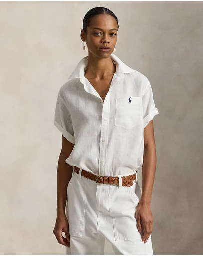 Polo Ralph Lauren - Oversize Fit Linen Short-Sleeve Shirt - The ICONIC Exclusive