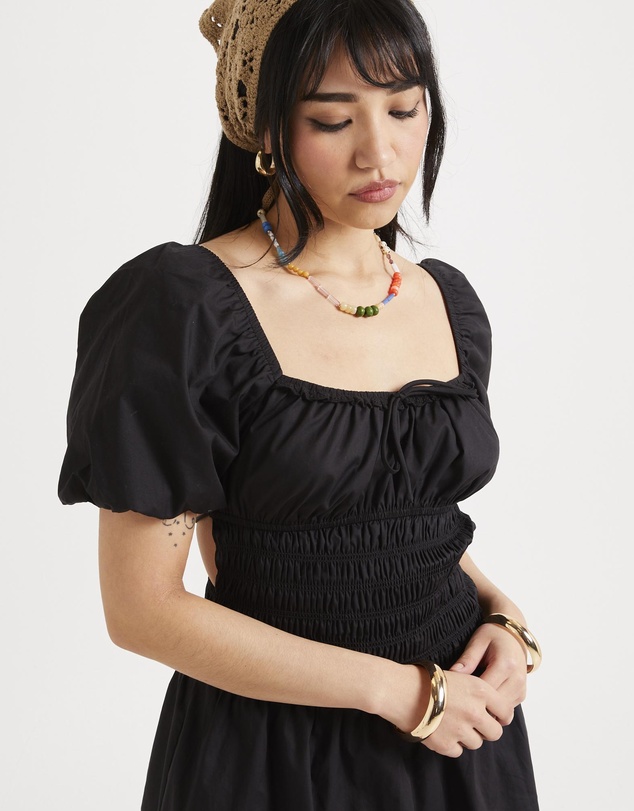 Subtitled - Kora Puff Sleeve Shirred Mini Dress