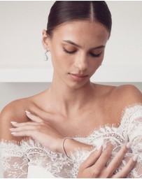 The White Collection - Sophie - Classic Double Teardrop Silver Bridal Earrings