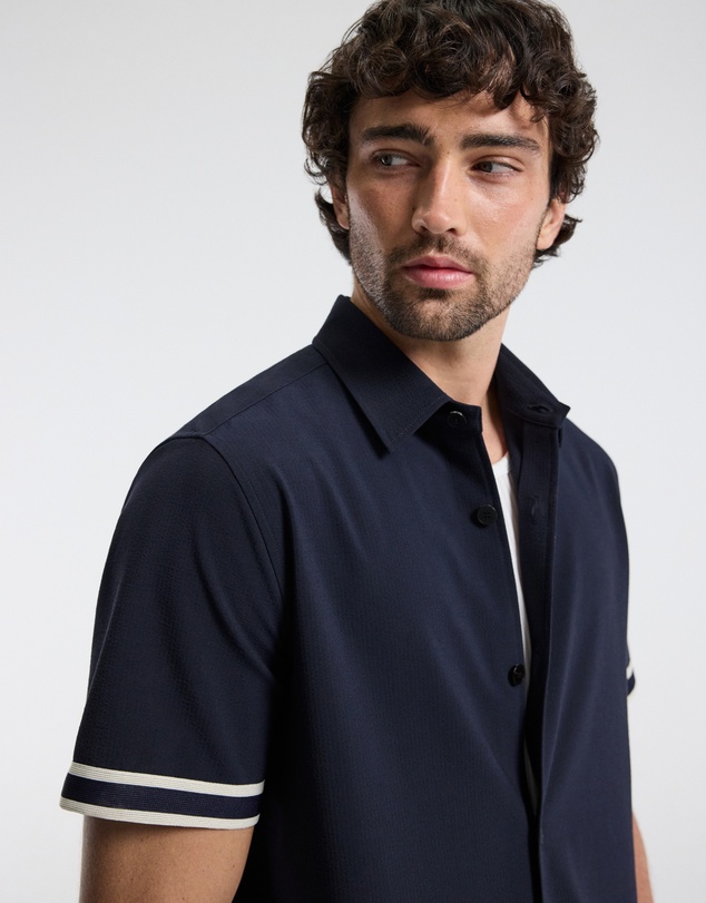 Calibre - Stripe Trim Textured Overshirt Navy