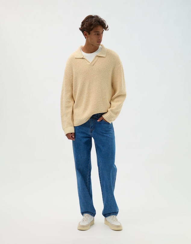 AERE - Oversized Open Collar Knit Polo