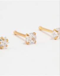 Lovisa - Gold Plated Titanium Graduating Cubic Zirconia Nose Studs 3-Pack