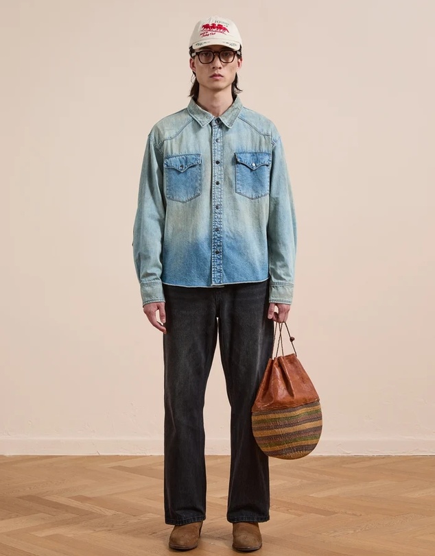 Found - Denim Western Snap Button Shirt