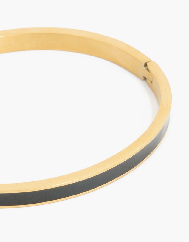 Lovisa - Waterproof Gold Plated Stainless Steel Thick Black Enamel Hinged Bangle