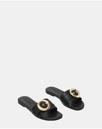 Steve Madden - Marta Black Leather Sandals