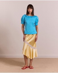 Damson Madder - Delphia Satin Midi Skirt