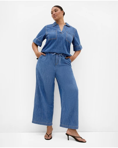 City Chic - Plus size Tiana Cotton Denim Pant - light wash
