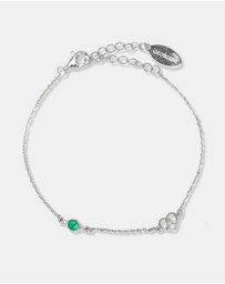 Georgini - Natural Green Agate And Two Natural Diamond May Silver Bracelet