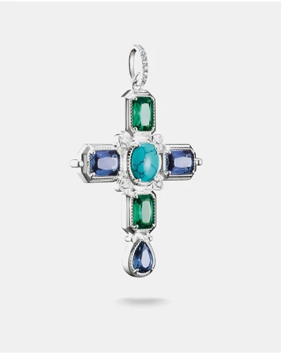 THOMAS SABO - THOMAS SABO Cross pendant with multicoloured stones