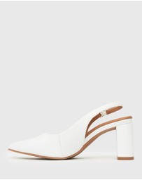 Betts - Flounce Block Heel Slingback Pumps