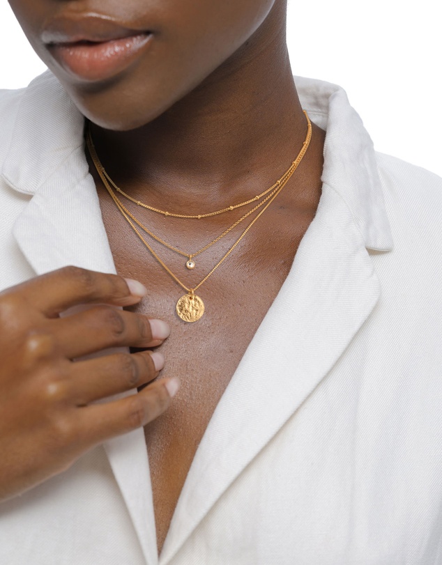 Elli Jewelry - Necklace Layer Crystal Disc 925 Sterling Silver Gold-Plated