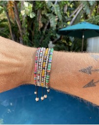 Nialaya Jewellery - Men's Beaded Bracelet with Green Disc Beads