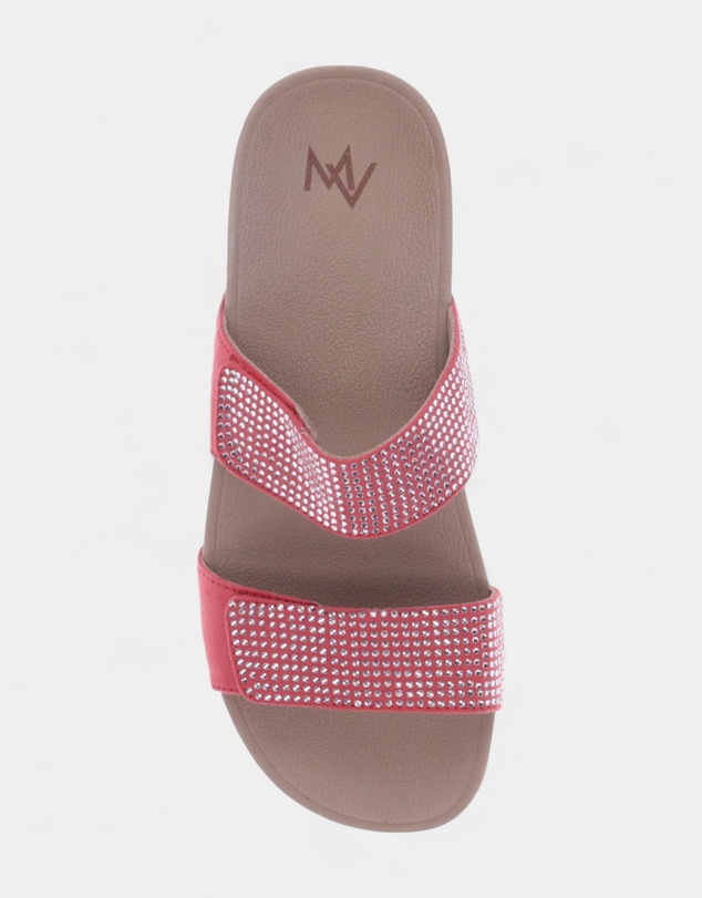 Mia Vita - Avoca Slide - Coral Rhinestone
