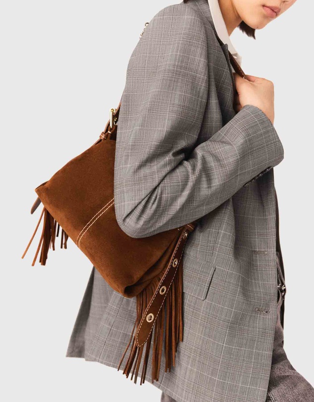 Maje - Topstitched Suede Miss M Mini Bag