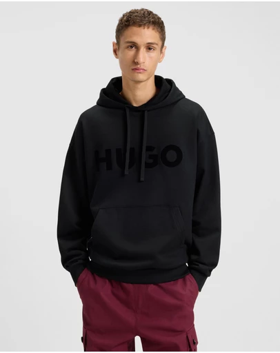 HUGO - Oversized-Fit Hoodie in Cotton Terry With Reflective Logo