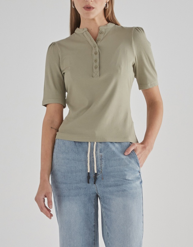 DRICOPER DENIM - Misha Sage Green Rib Top