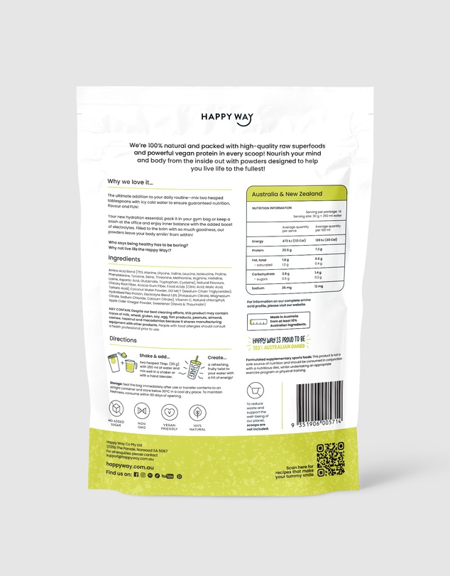 Happy Way - Sour Green Apple Vegan Protein Water Powder