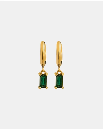 Zoe Olivia - Waterproof Mini Emerald Cut Pendant Hoops